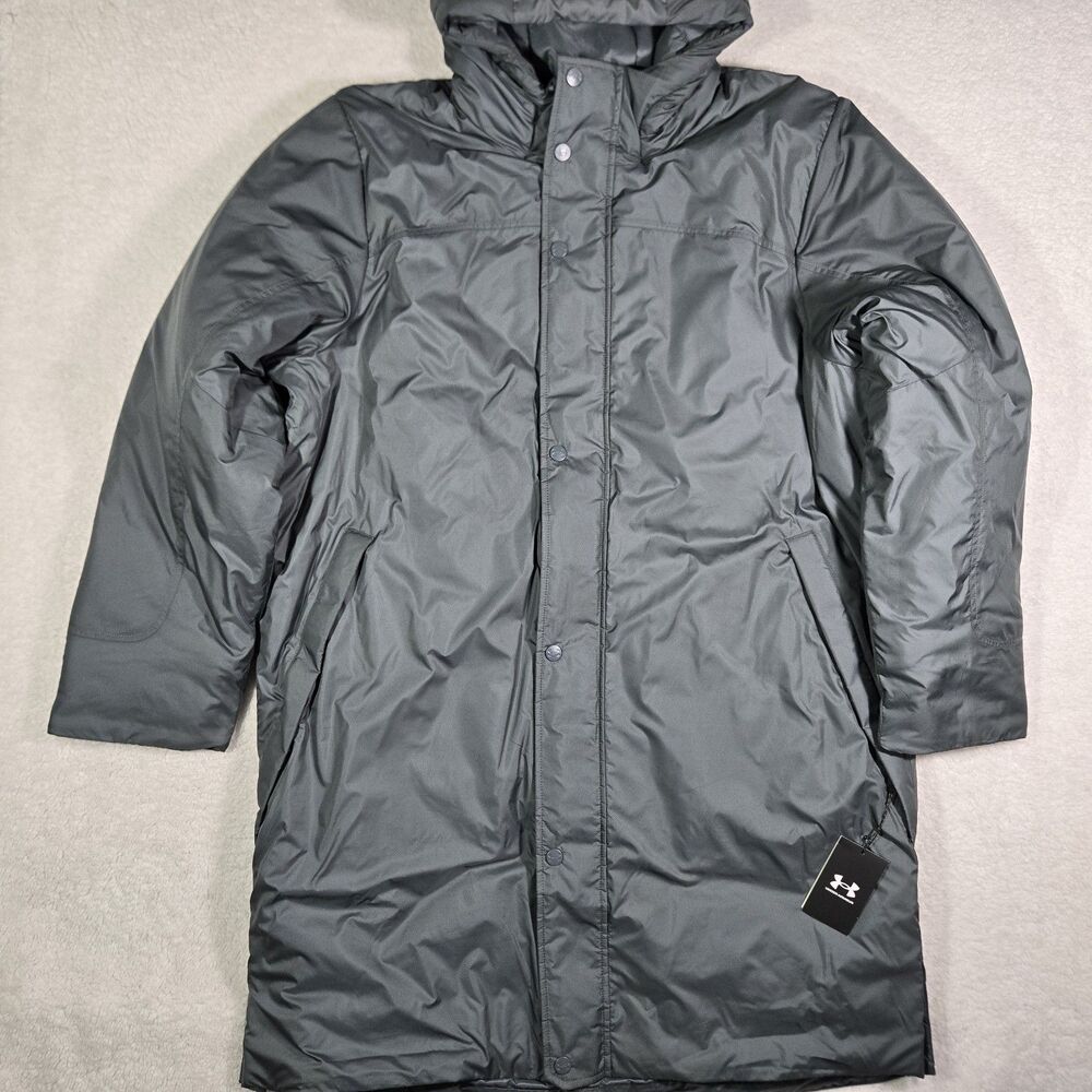Under Armour Storm Insulate Bench Coat Mens 2XL Gray Hooded Parka‎ 1380869 NEW